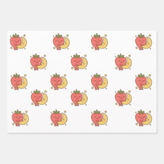 Moonberry Wrapping Paper – Cute Strawberry & Moon