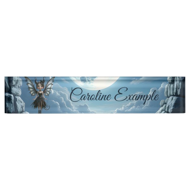 Moonborn Little Shadow, the Cute Gothic Fairy  Nameplate (Front)