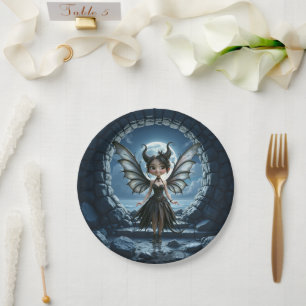 Moonborn Little Shadow, the Cute Gothic Fairy Paper Plate