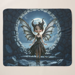 Moonborn Little Shadow, the Cute Gothic Fairy  Sherpa Blanket