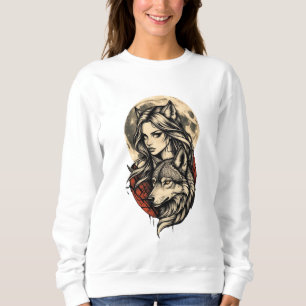 Moonbound Guardian She of the Wolf Moon Lunar Wolf Sweatshirt