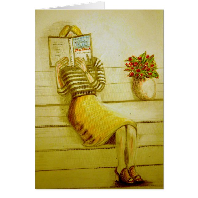 Mooncards, The Book Worm, Book lover, Blank Card (Front)