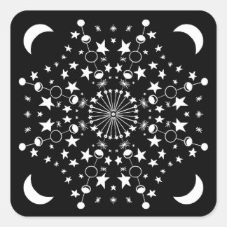 Moonchild Mandala Stars Moon Child Witchy Art Square Sticker