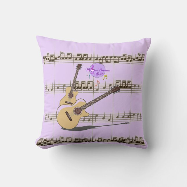 MoonDreams Music Guitar Riffs Purple Throw Pillow (Front)