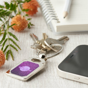 MoonDreams Music Logo Purple Faux Glitter Key Ring