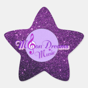 MoonDreams Music Logo Purple Faux Glitter Star Sticker