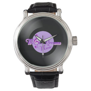 MoonDreams Music Record VintageBlack Leather Watch