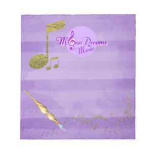 MoonDreams Purple & Gold Music Notes Fancy Writing