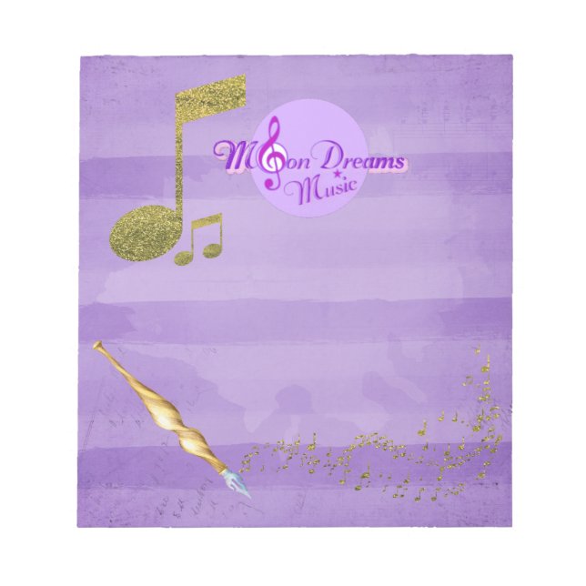 MoonDreams Purple & Gold Music Notes Fancy Writing (Front)