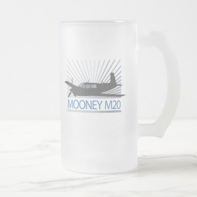Mooney M20 Aviation Frosted Glass Beer Mug (Right)