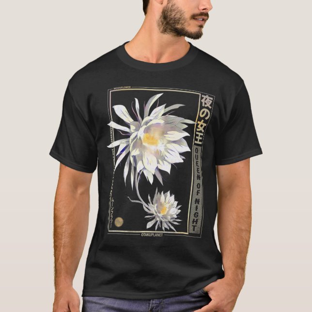 Moonflower Anime In Japanese Vaporwave Anime Flowe T-Shirt (Front)