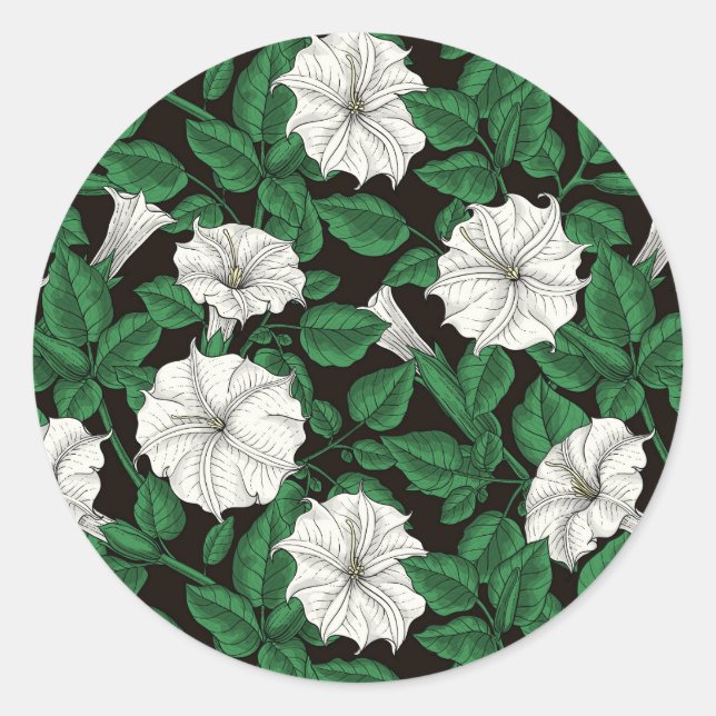 Moonflowers 2 classic round sticker (Front)