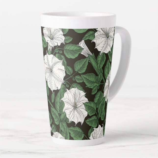 Moonflowers 2 latte mug (Right Angle)