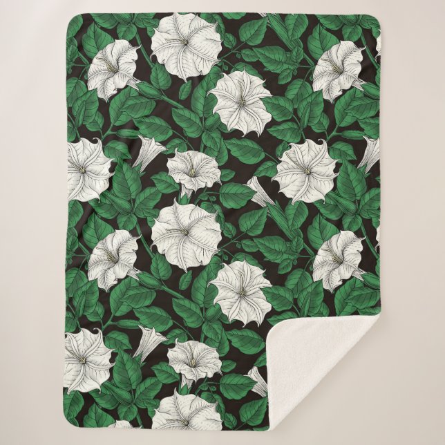 Moonflowers 2 sherpa blanket (Front)