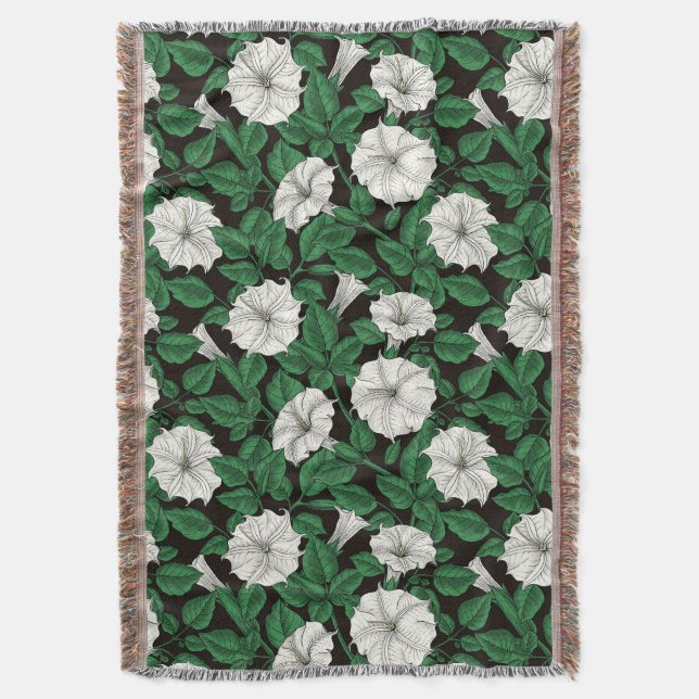 Moonflowers 2 throw blanket (Front Vertical)