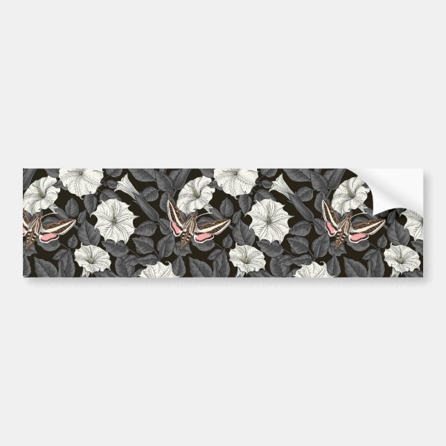 Moonflowers and sphinx moths 2 bumper sticker (Front)