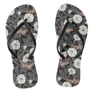 Moonflowers and sphinx moths 2 flip flops