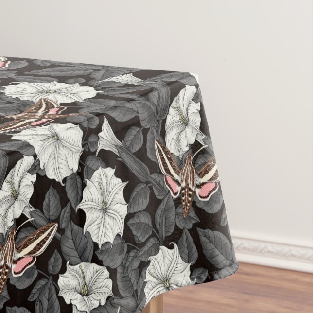 Moonflowers and sphinx moths 2 tablecloth (In Situ)