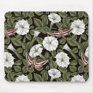 Moonflowers and sphinx moths mouse mat