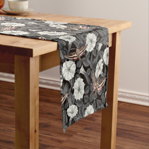 Moonflowers and sphinx moths short table runner