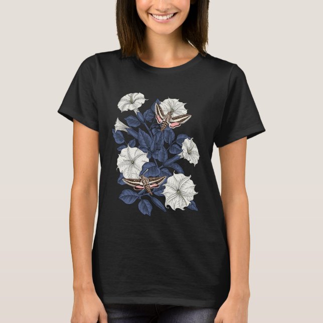 Moonflowers and sphinx moths T-Shirt (Front)