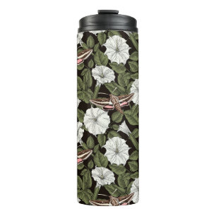 Moonflowers and sphinx moths thermal tumbler