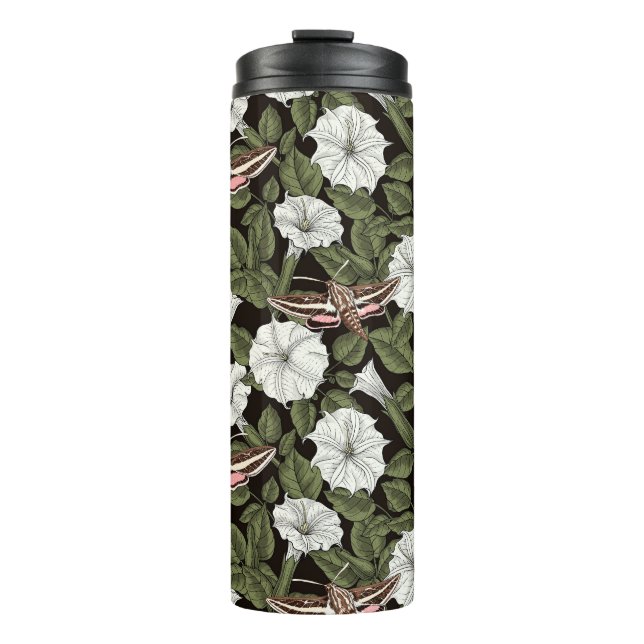 Moonflowers and sphinx moths thermal tumbler (Front)
