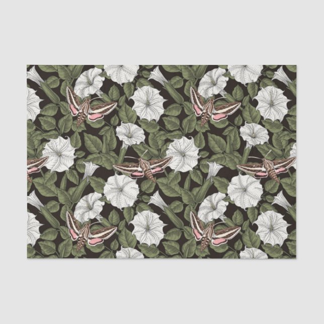 Moonflowers and sphinx moths tissue paper (Front)