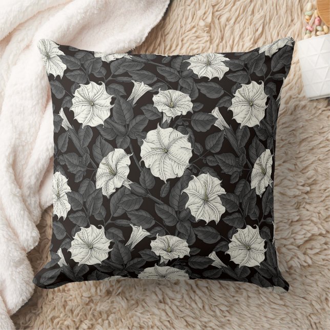 Moonflowers Throw Pillow (Blanket)