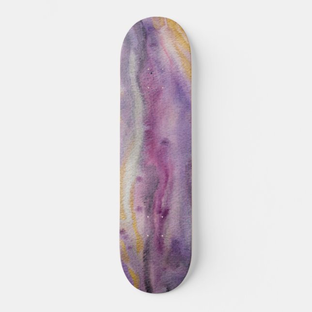 Moonglow Gold Abstract Painting Skateboard (Front)