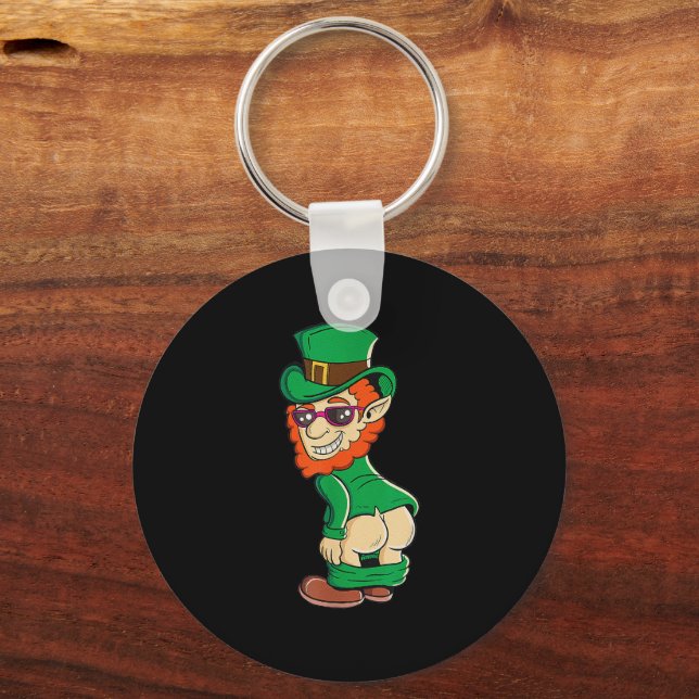 Mooning Leprechaun Butt St Patrick's Day Irish Key Ring (Front)