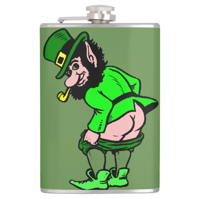 Mooning Leprechaun Flask (Front)