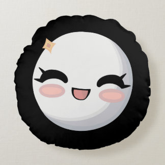 Mooning Moon 2 (Black Background) Round Cushion