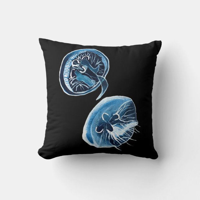 MoonJellyfish watercolor art Cushion (Front)