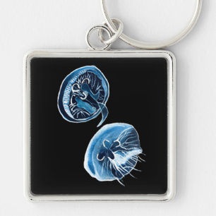 MoonJellyfish watercolor art Key Ring
