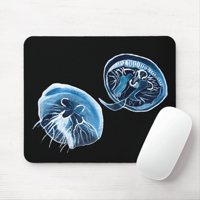 MoonJellyfish watercolor art Mouse Mat (With Mouse)