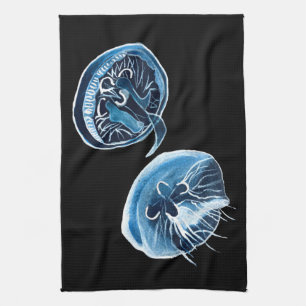 MoonJellyfish watercolor art Tea Towel