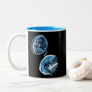 MoonJellyfish watercolor art Two-Tone Coffee Mug