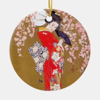 Moonlight and Cherry Blossoms Ceramic Tree Decoration