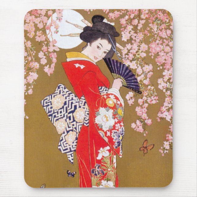 Moonlight and Cherry Blossoms Mouse Mat (Front)