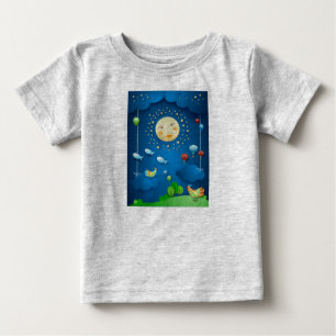 Moonlight and flying fishes baby T-Shirt