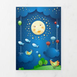 Moonlight and flying fishes Tri-Fold card