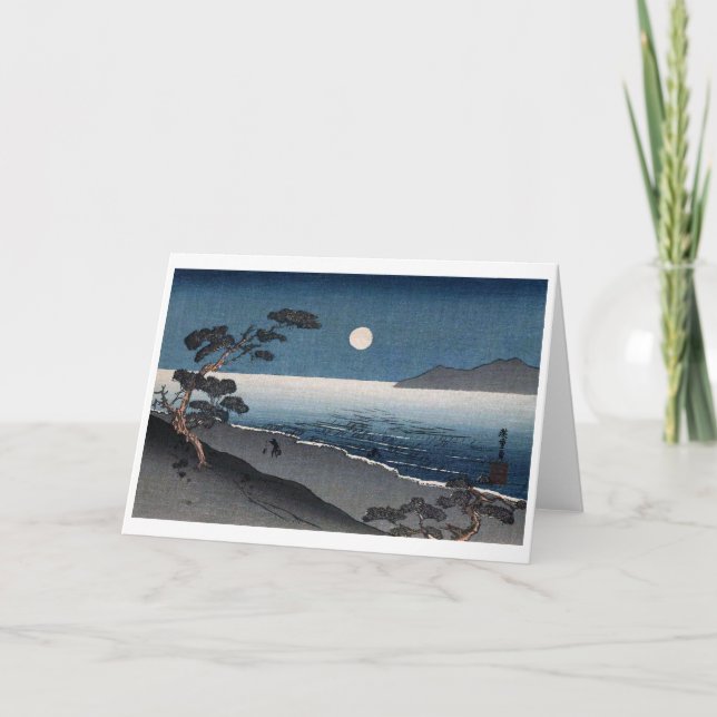 Moonlight and Lonely Shore, Hiroshige, Ukiyo-e Card (Front)