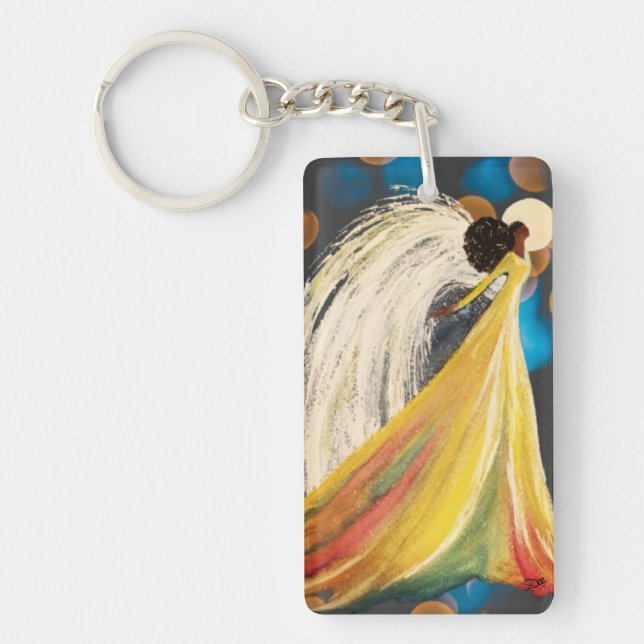 Moonlight Angel Acrylic Keychain,  (double-sided) Key Ring (Front)