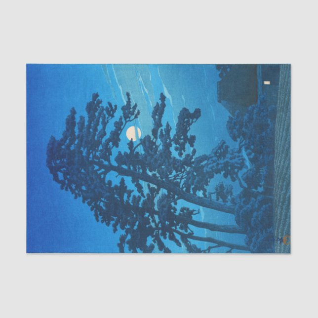 Moonlight at Magome, Hasui Kawase, Woodcut Tissue Paper (Front)