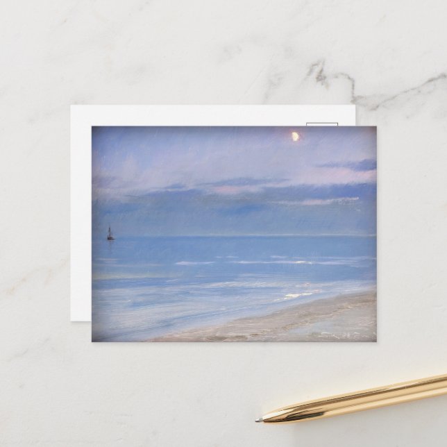 Moonlight at Skagen Beach by  P.S. Krøyer, Art Postcard (Front/Back In Situ)