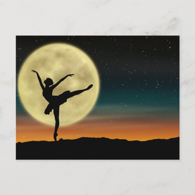 Moonlight Ballet Silhouette Dancer Postcard (Front)