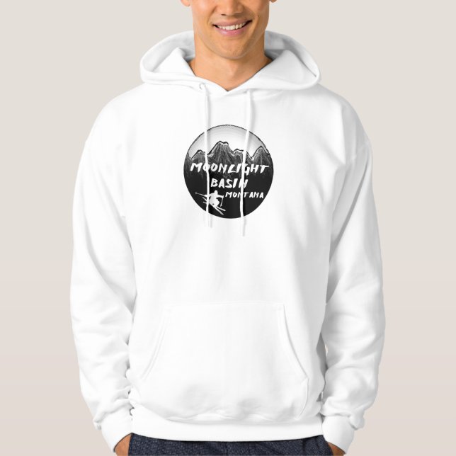 Moonlight Basin Montana skier Hoodie (Front)