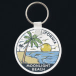 Moonlight Beach San Diego California Key Ring<br><div class="desc">Moonlight Beach hand drawn illustration with palm trees and waves in the background. Perfect for anyone who loves to visit Moonlight Beach.</div>