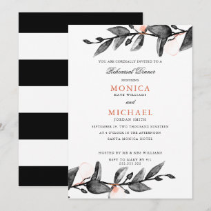 Moonlight Bloom   botanical wedding Rehearsal Dinn Invitation